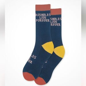 Assholes live forever color block socks OS (4050) NEW